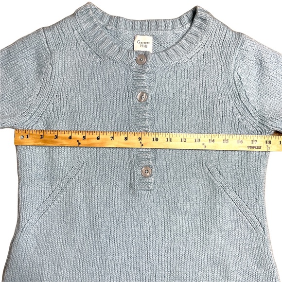 Garnet Hill Women M Merino Wool Chunky Knit Sweater Pullover Buttons Light Blue - Picture 6 of 6